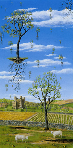 Spring Flight — oil on wood, 24 x 12&quot;, 2009, Sold