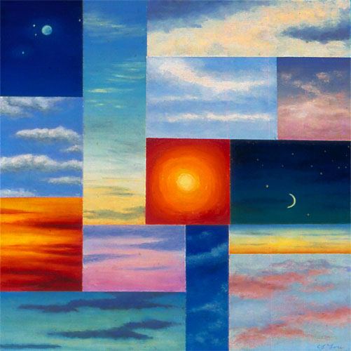 FOURTEEN SKIES, oil on wood, 12 x 12&quot;, 2005 (Sold)