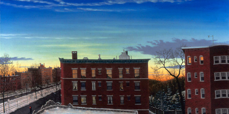 WEST ON BEACON, NEW YEAR'S DAY, oil on canvas, 24 x 48&quot;, 2005 (Sold)