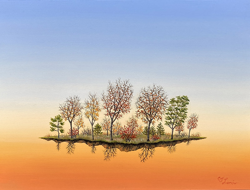 Autumn Egress — oil on cradled panel, 9 x 12&quot;, 2023