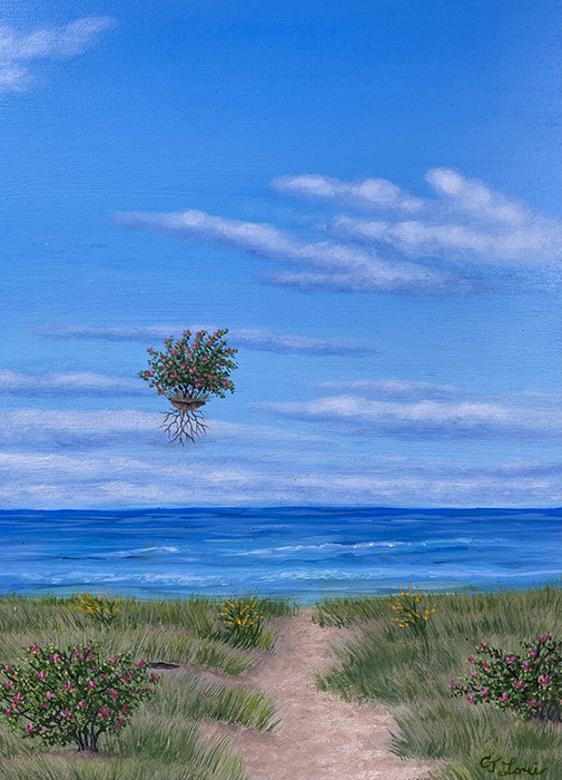 Beach Rose 2, oil on cradled panel, 12 x 9