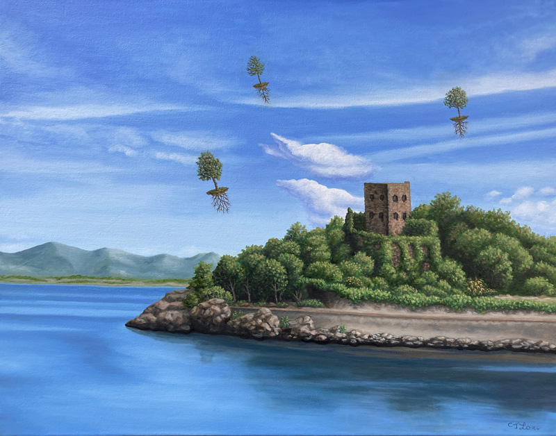Sailing by What's Left — oil on canvas, 22 x 28&quot;, 2023