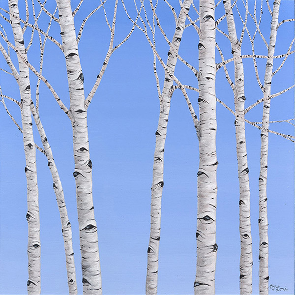 Admiring Birch — oil on cradled panel, 10 x 10&quot;, 2016 (Sold)