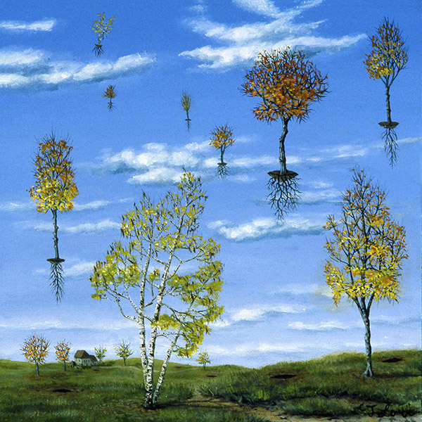 Falling Up — oil on panel, 8 x 8&quot;, 2014 (Sold)