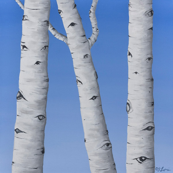 Big Boy Birch, oil on panel, 10 x 10&quot;, 2019