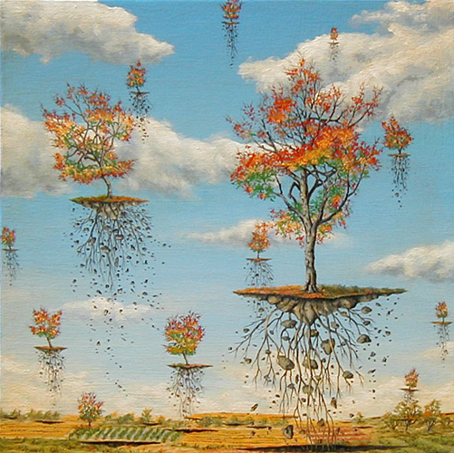 EXIT, oil on wood, 12 x 12&quot;, 2006 (Sold)