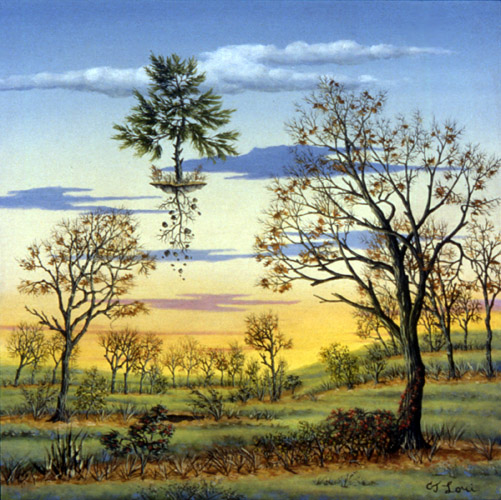 SUDDEN DEPARTURE, oil on wood, 12 x 12&quot;, 2008 (Sold)