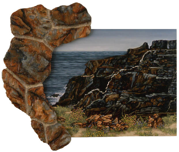 BALD HEAD CLIFF oil on papier mache/oil on canvas, 32 x 39&quot;, 1990 (Sold)