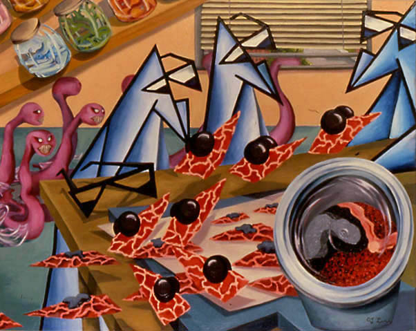 IN THE LAB oil on canvas, 38 x 48&quot;, 1983