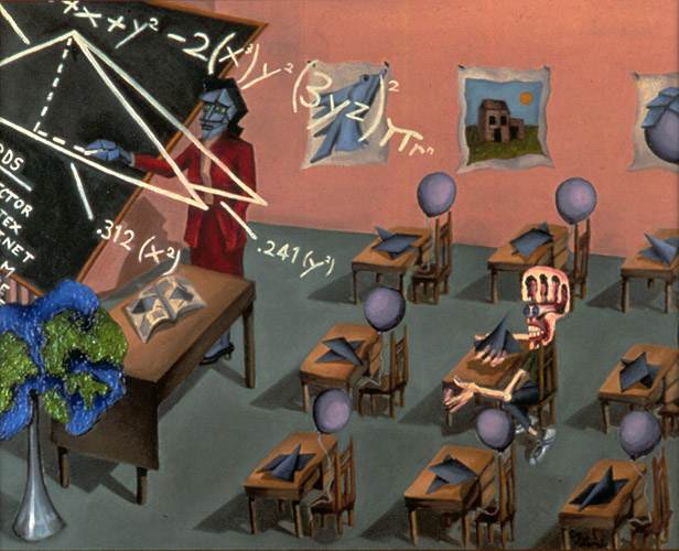 JIMMY GOES TO SCHOOL oil on canvas, 25 x 31&quot;, 1983 (Sold)