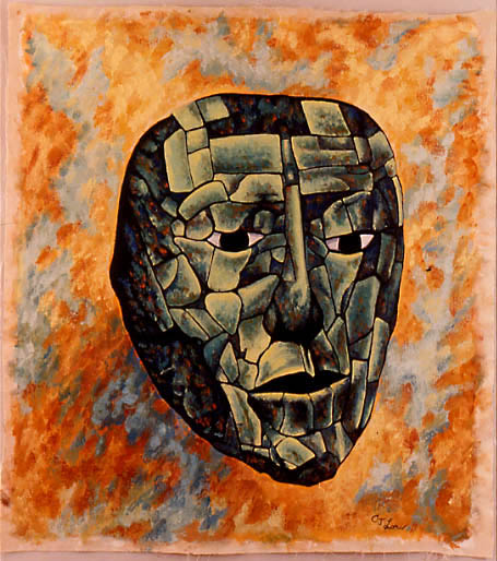 MASKS V: STONY FAREWELL oil on unstretched canvas, 45 x 40&quot;, 1989